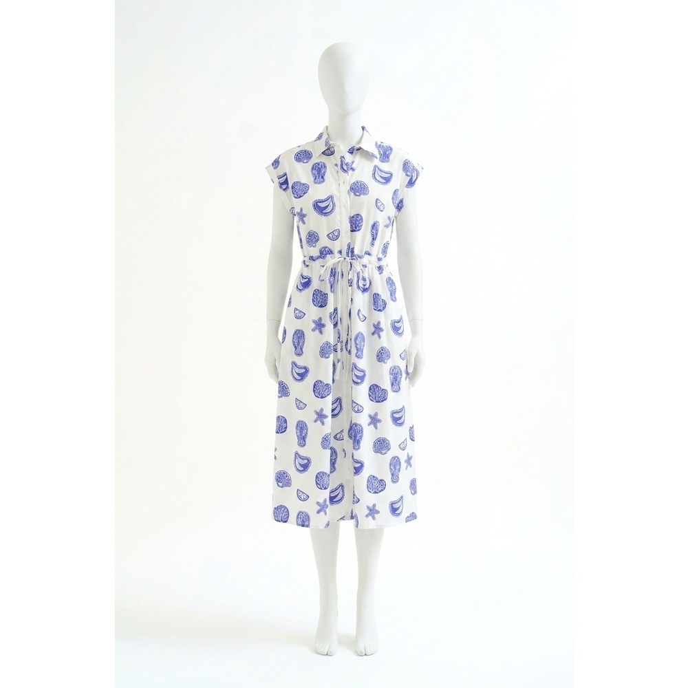 NEW COMPANIA FANTASTICA lobster midi dress in blue